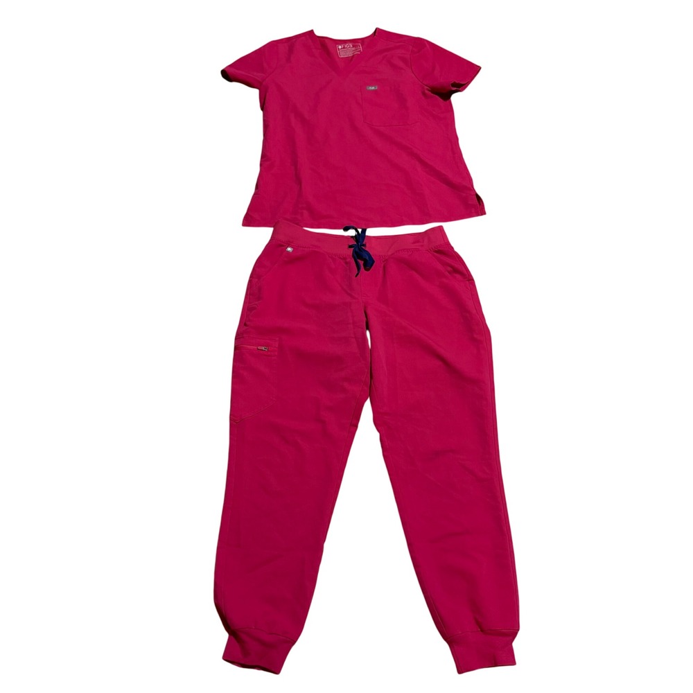 Figs "Ultra Rose" Catarina Top Zamora Jogger Scrub Set Pink Large L